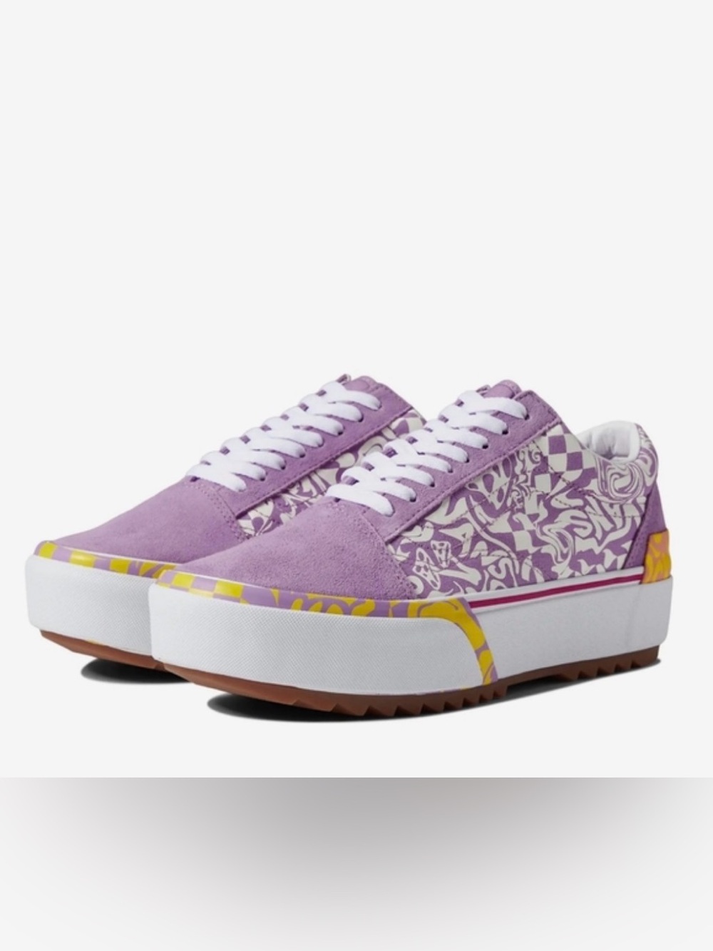 Vans Old Skool Stacked Wavy Daze Lilac Platform Sneakers Womens Size 7.5